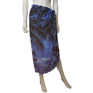 ULUWATU Blue and Black Tropical Sarong One Size
